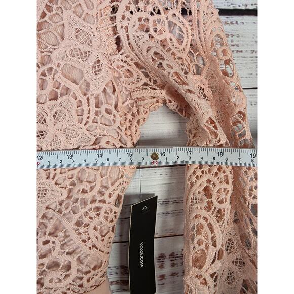 LULUS lovely blush Pink Dress lace long sleeve Maxi size Medium - Picture 4 of 5